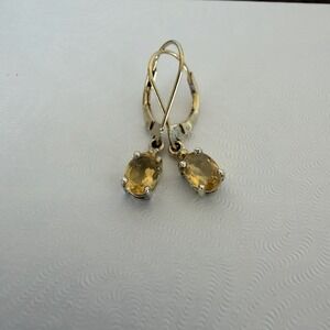 Citrine Dangle Earrings 925 Sterling Silver November Birthstone Leverback